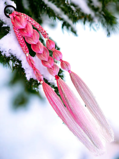 Pink Snowflake Gemmed Braided Ponytail