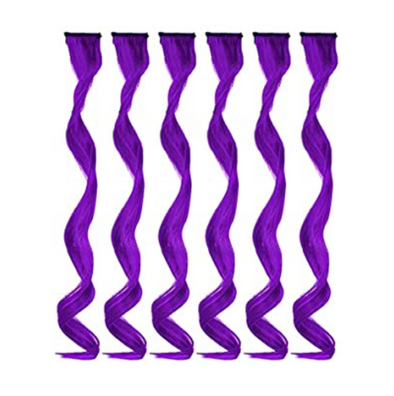 Neon Purple Curls 6 Pack Clip-in Hair Extensions