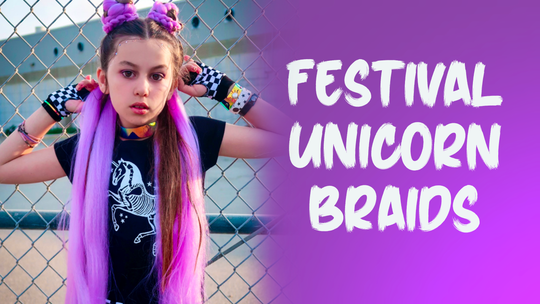 Festival unicorn hairstyle with Magic Braiding Hair