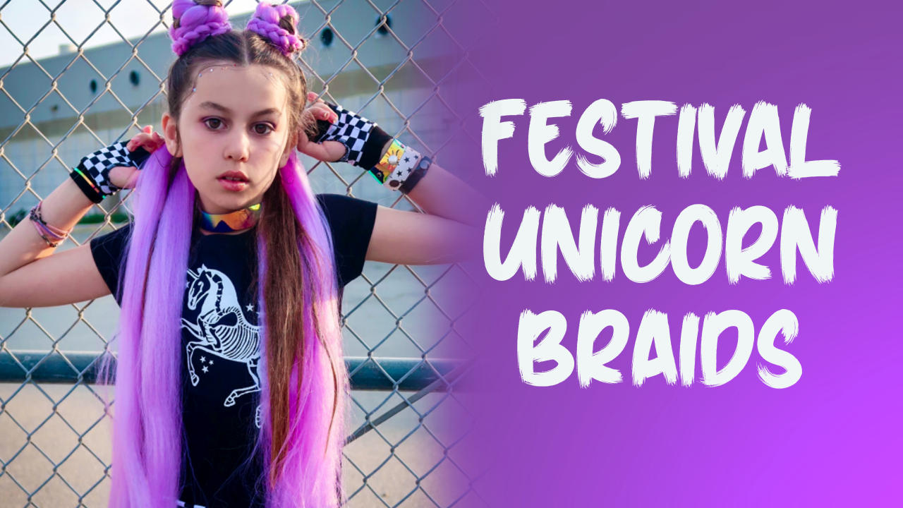 Festival unicorn hairstyle with Magic Braiding Hair