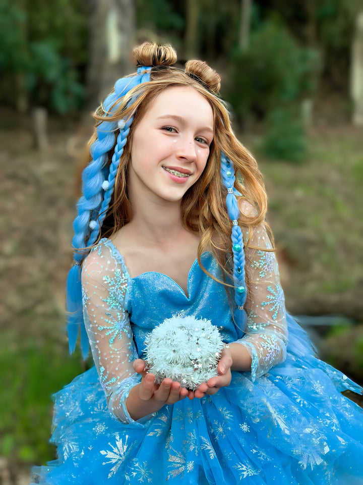 Blue Christmas Braided Ponytail Set