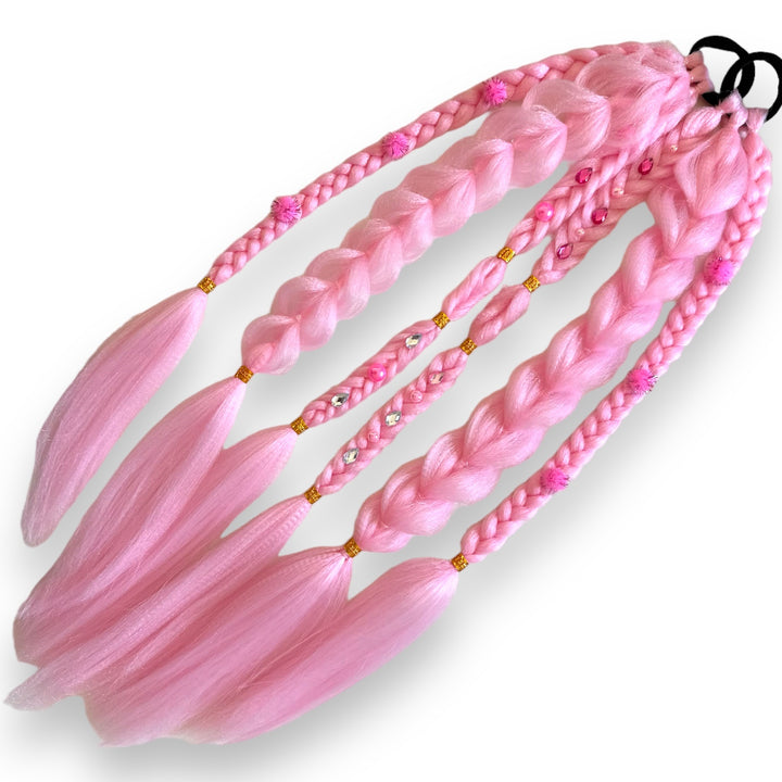 Pink Christmas Braided Ponytail Set