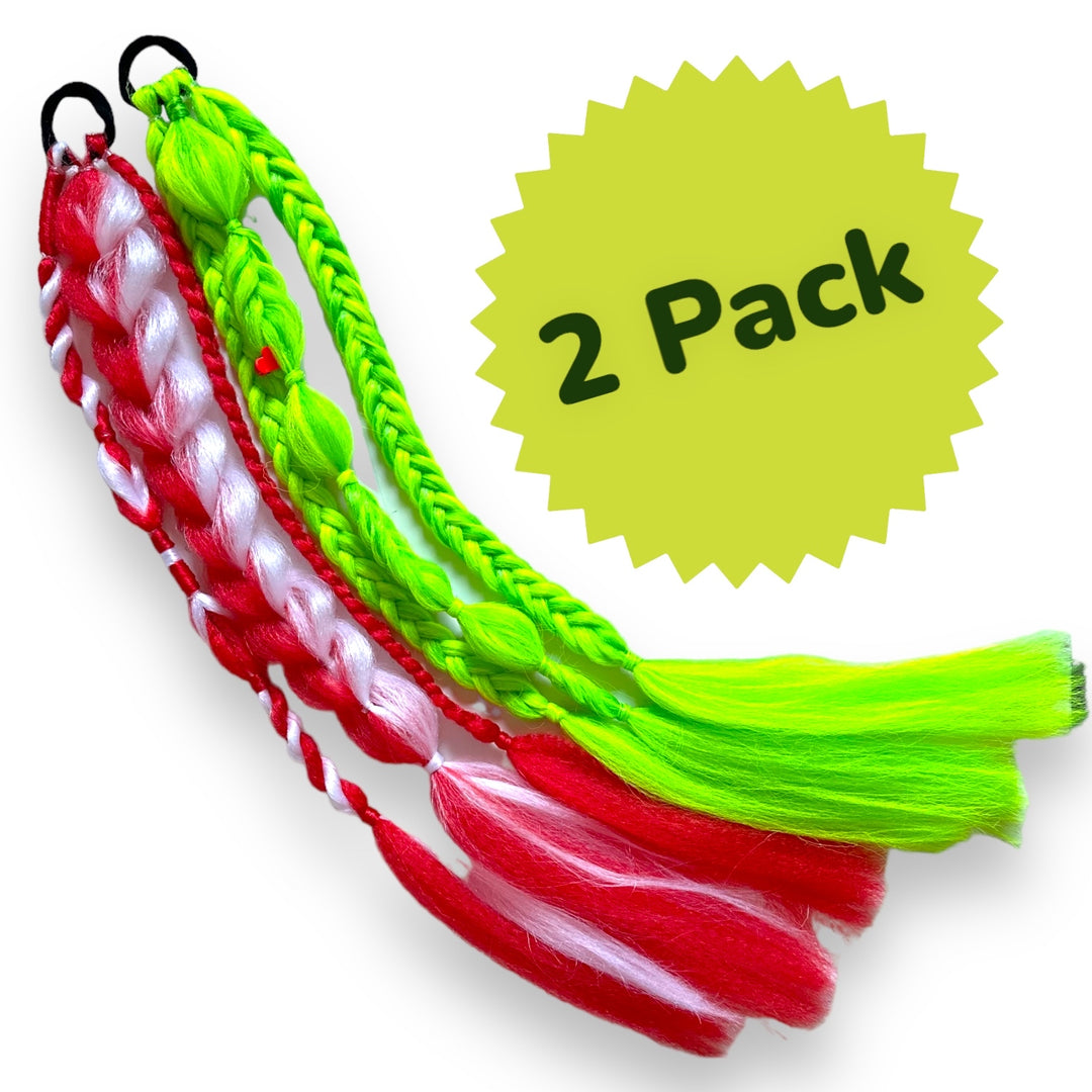 Grinch and Santa Braided Ponytail Set