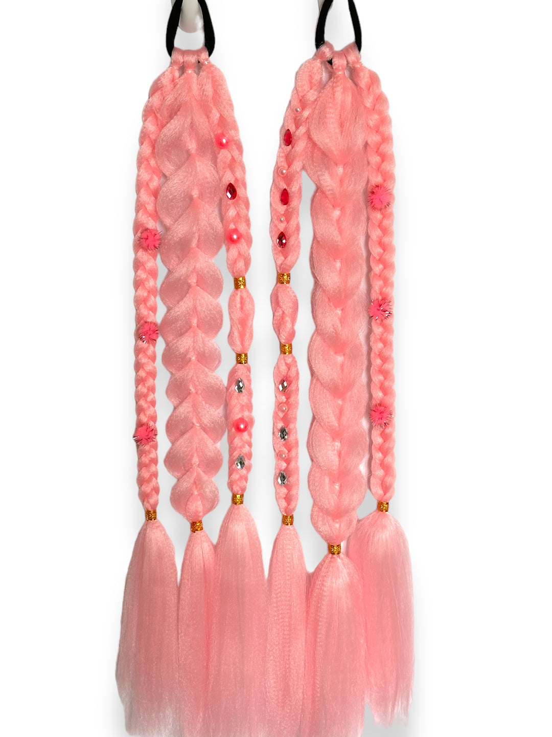 Pink Christmas Braided Ponytail Set