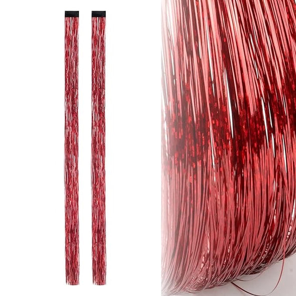 Red Hair Bling Clip-in Tinsel 2-Pack