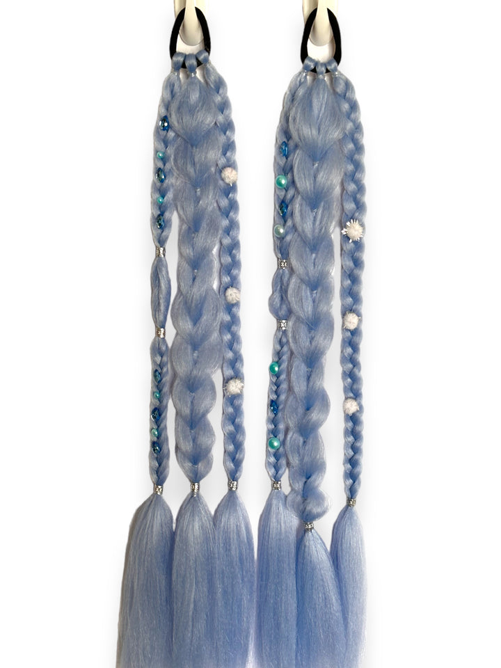 Blue Christmas Braided Ponytail Set