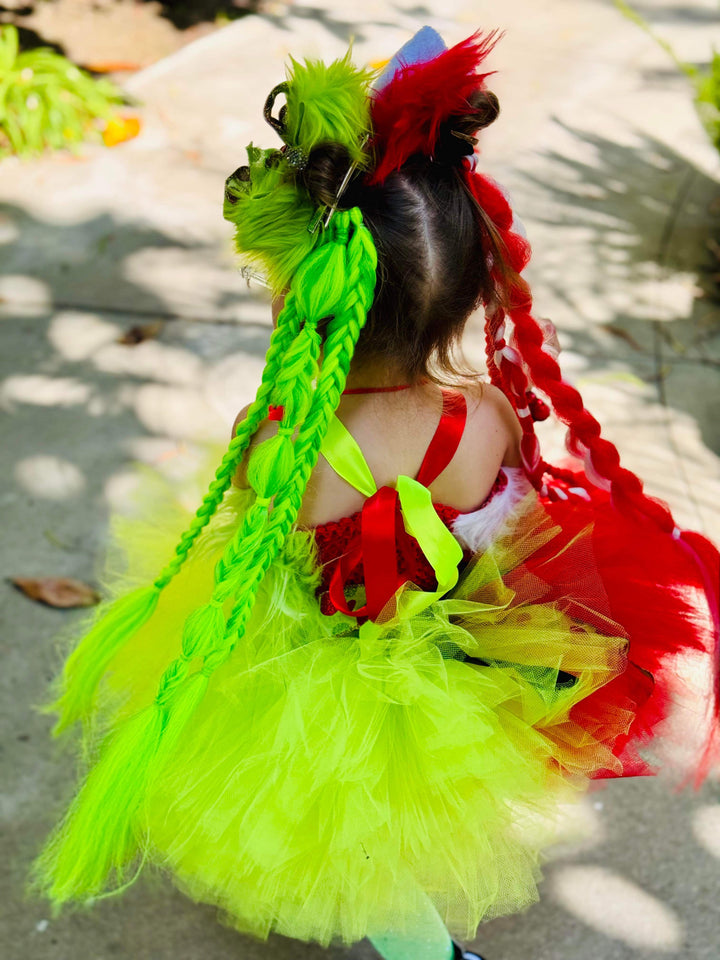 Grinch and Santa Braided Ponytail Set