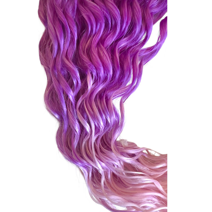 Spiral curled purple to pink ombre, loose hair fiber