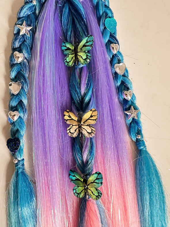 Midnight Butterfly 18” Gemmed Braided Ponytail