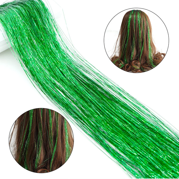 Green Hair Bling Clip-in Tinsel 2-Pack