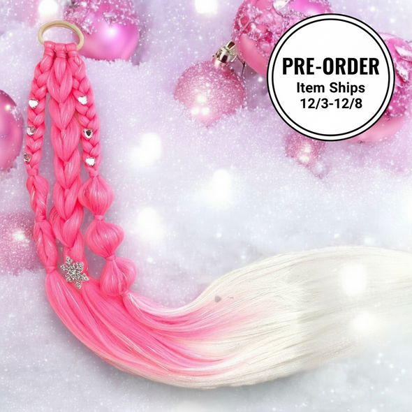 Pink Snowflake Gemmed Braided Ponytail