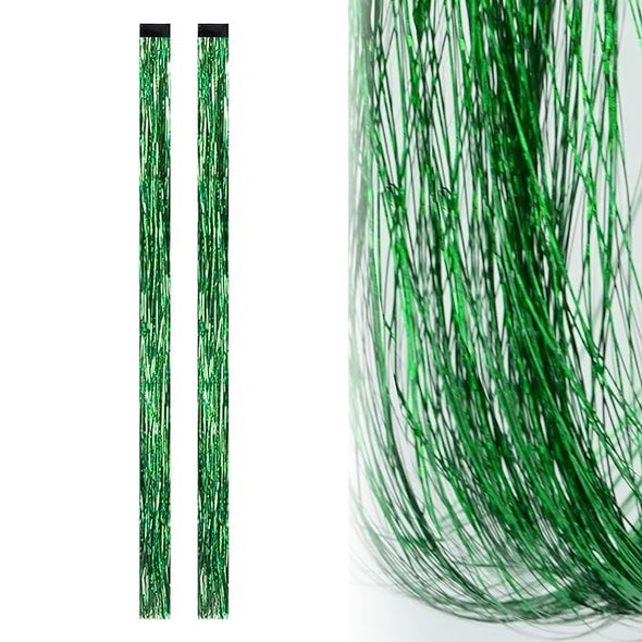Green Hair Bling Clip-in Tinsel 2-Pack