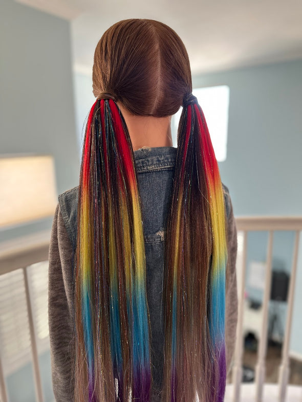 Brunette Double Rainbow Shimmer Tail