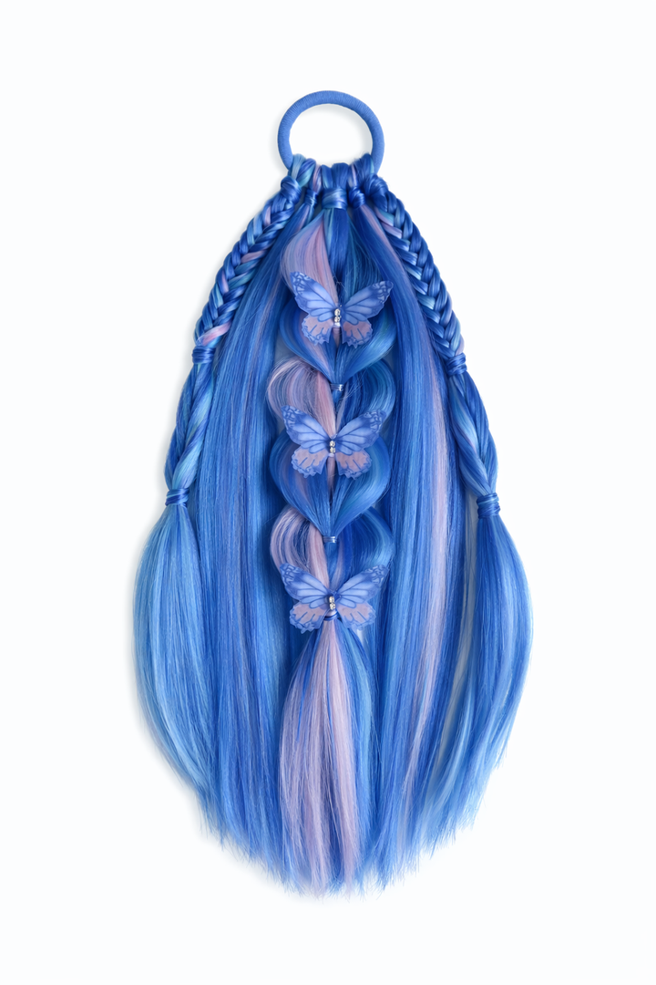 Blue Butterfly Braided Ponytail
