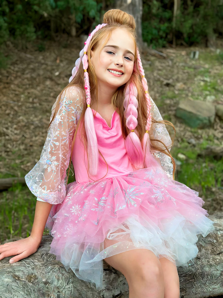 Pink Christmas Braided Ponytail Set