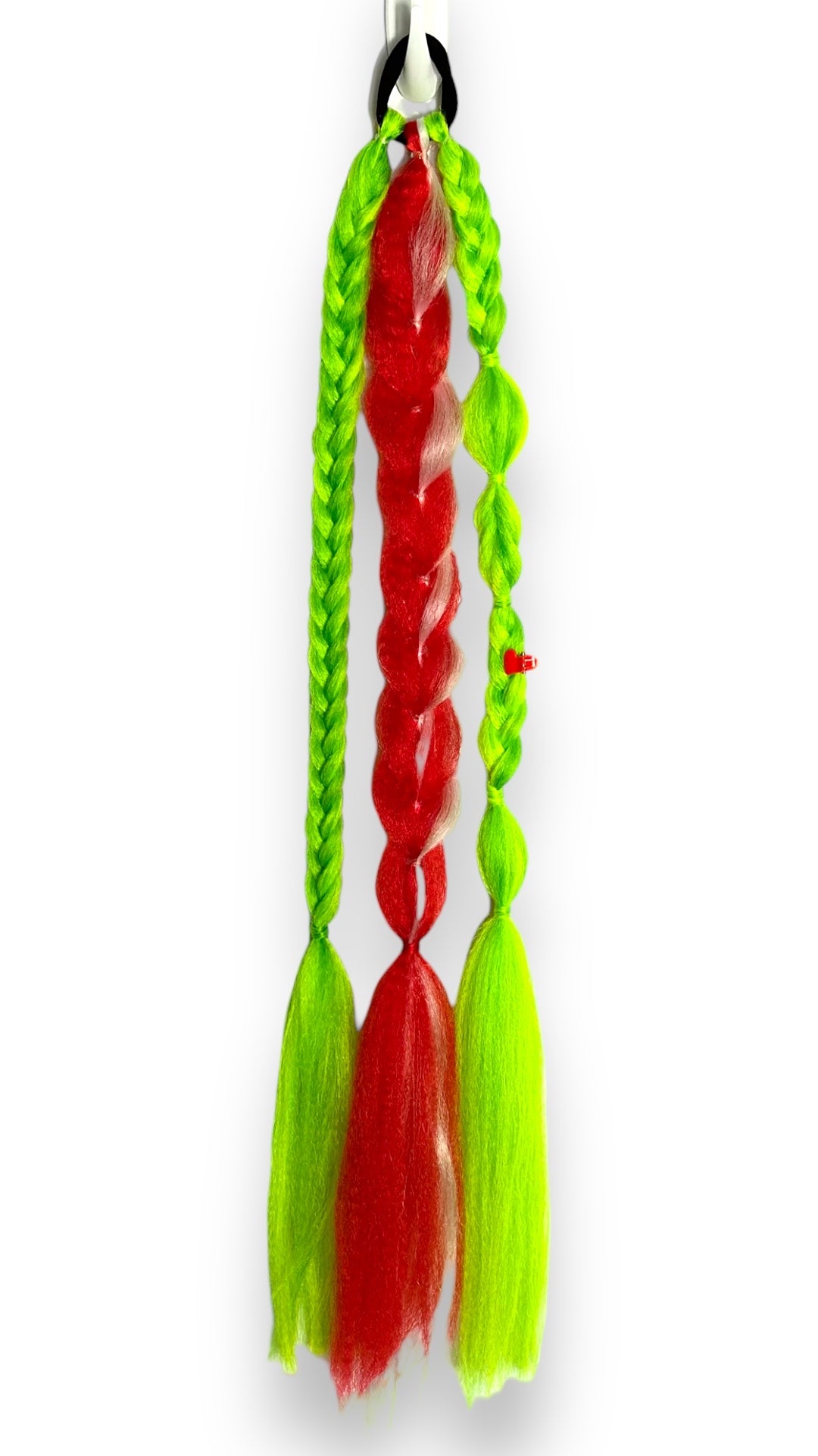 Grinch and Santa Single Braided Ponytail