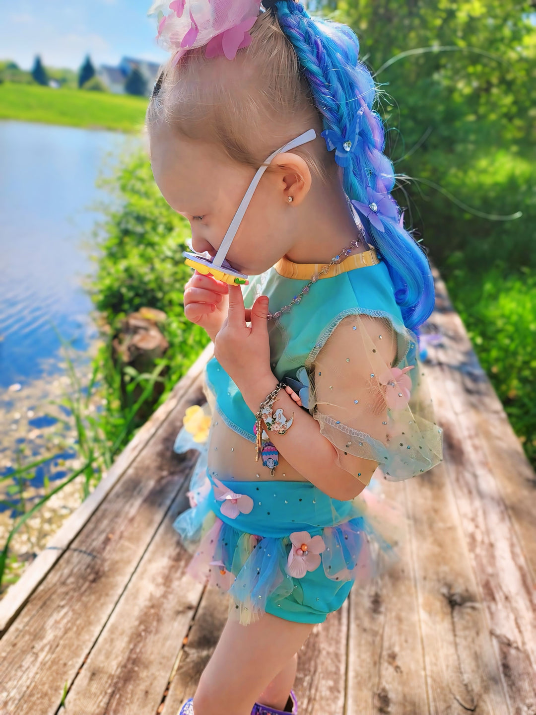 Blue Butterfly Braided Ponytail