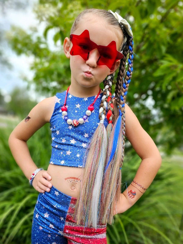 Red, White and BOOYAH! Brunette Braided Ponytail