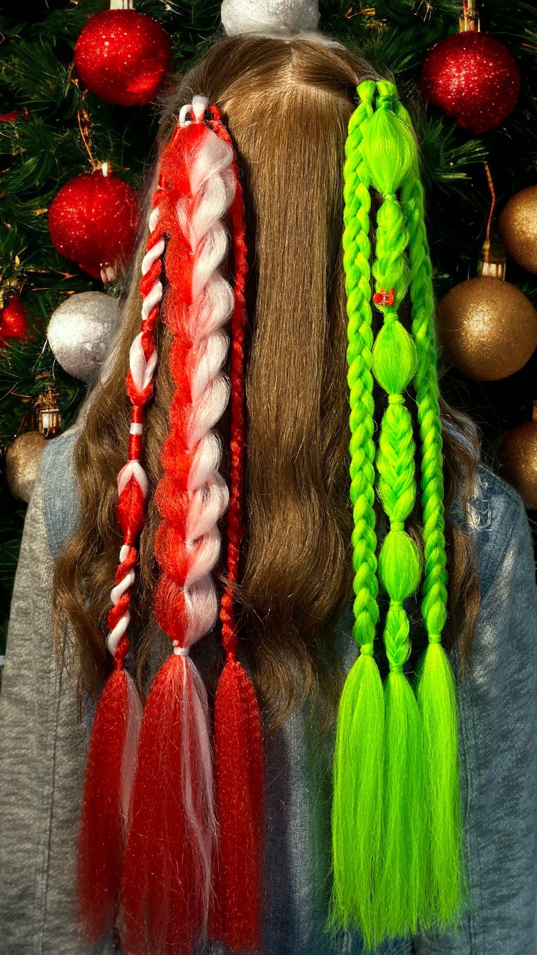 Grinch and Santa Braided Ponytail Set