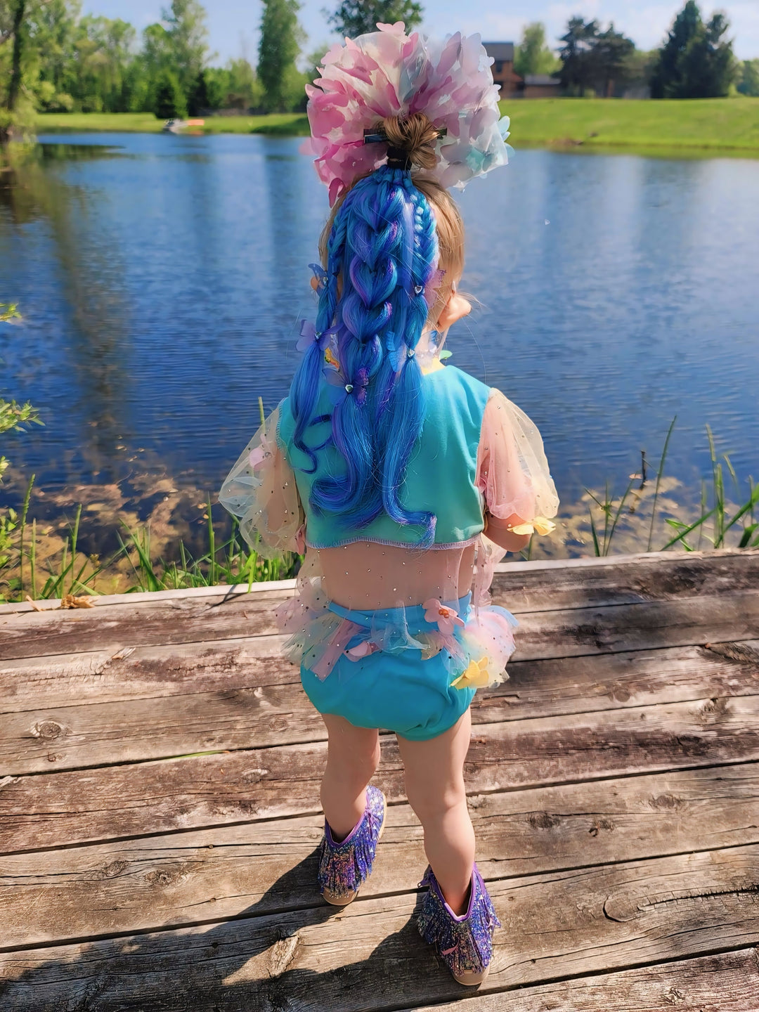 Blue Butterfly Braided Ponytail