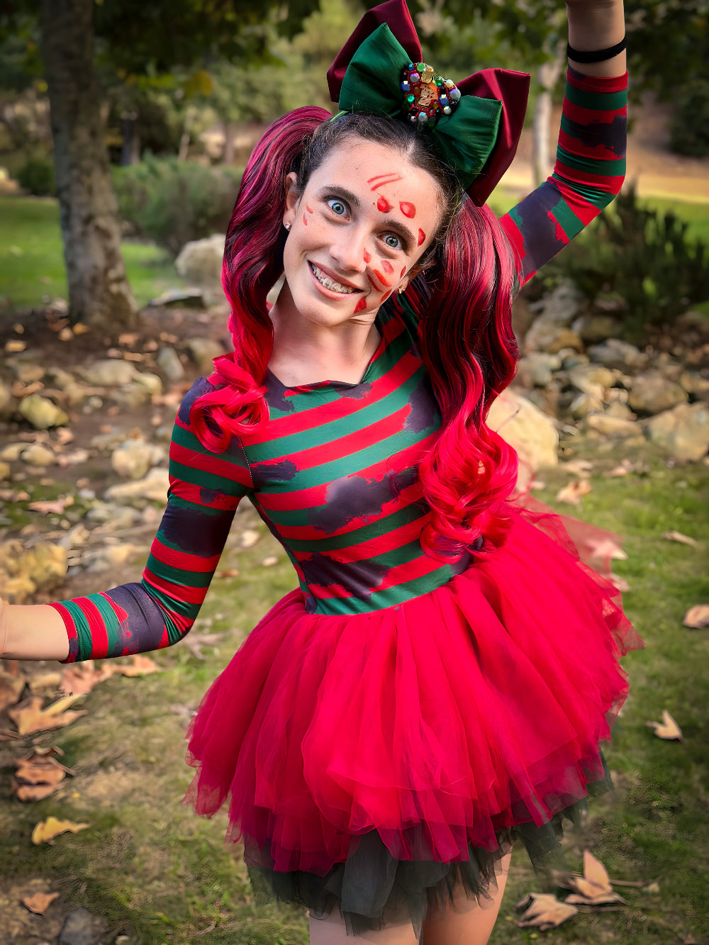 Freddy Krueger Cosplay kids red ponytails