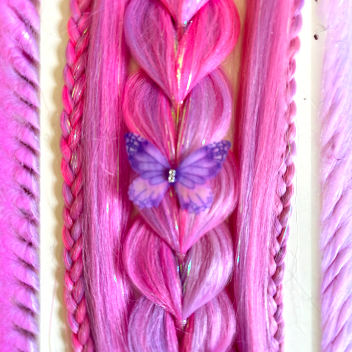 Pink Butterfly Long Braided Ponytail