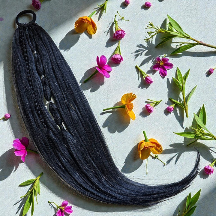 Jet Black Braided Ponytail
