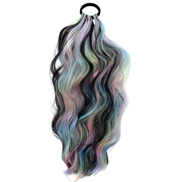 Black + Prism Rainbow Wavy Short Ponytail