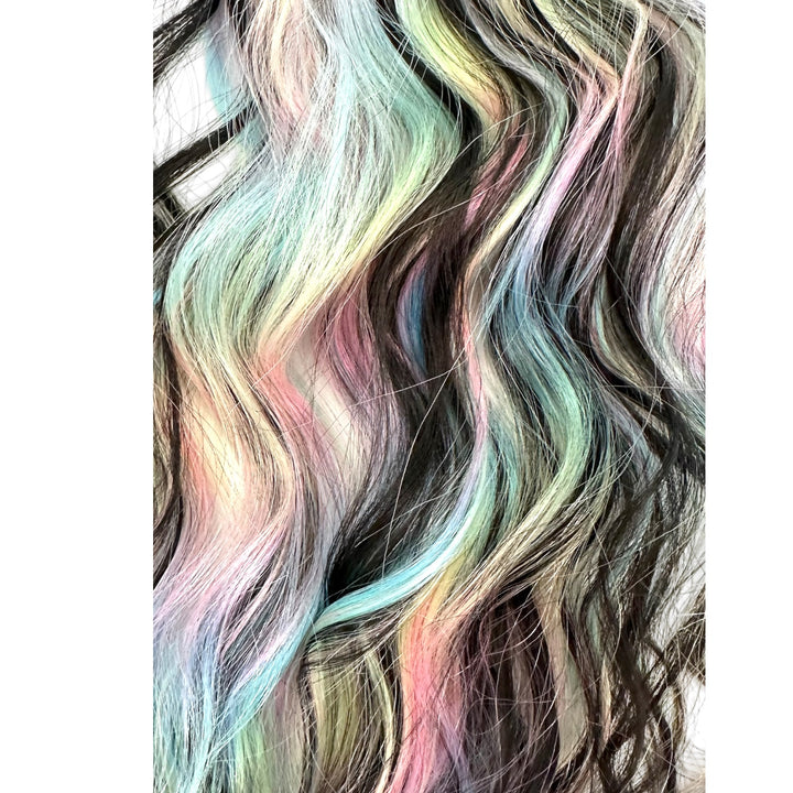 Black + Prism Rainbow Wavy Short Ponytail