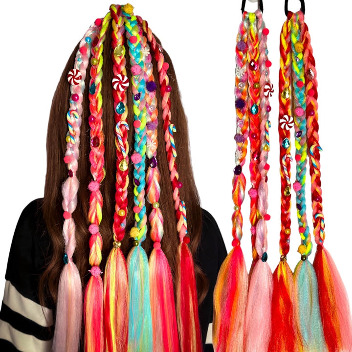 Candyland Gemmed Braided Ponytail Set