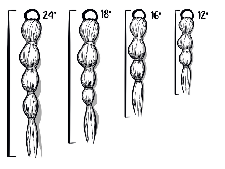 Custom ponytail designer length chart - short, medium, long, extra long