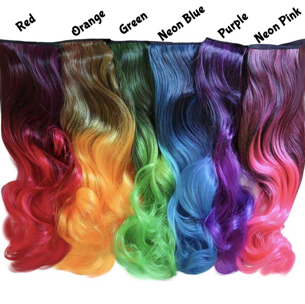 Amazon.com : Color Hair Extensions Clip In Neon Hair Extension Hairpieces  Party Highlights Synthetic Halloween Colorful Hair Accessories Colored  Straight Extension Clip Ins for Kids Girls 22
