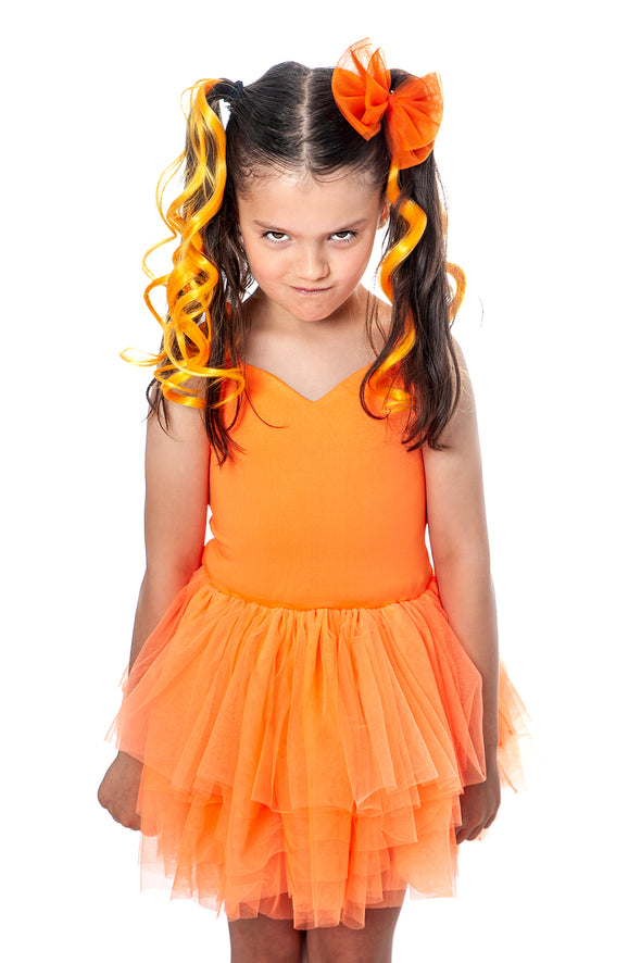 Neon Orange Curls 6 Pack Clip-in Hair Extensions