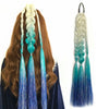 Braided Icicle Shimmer Tail in white, teal and midnight blue with silver tinsel