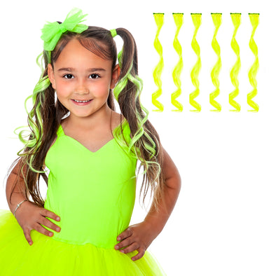 Neon Yellow/Green Curls 6 Pack Clip-in Hair Extensions
