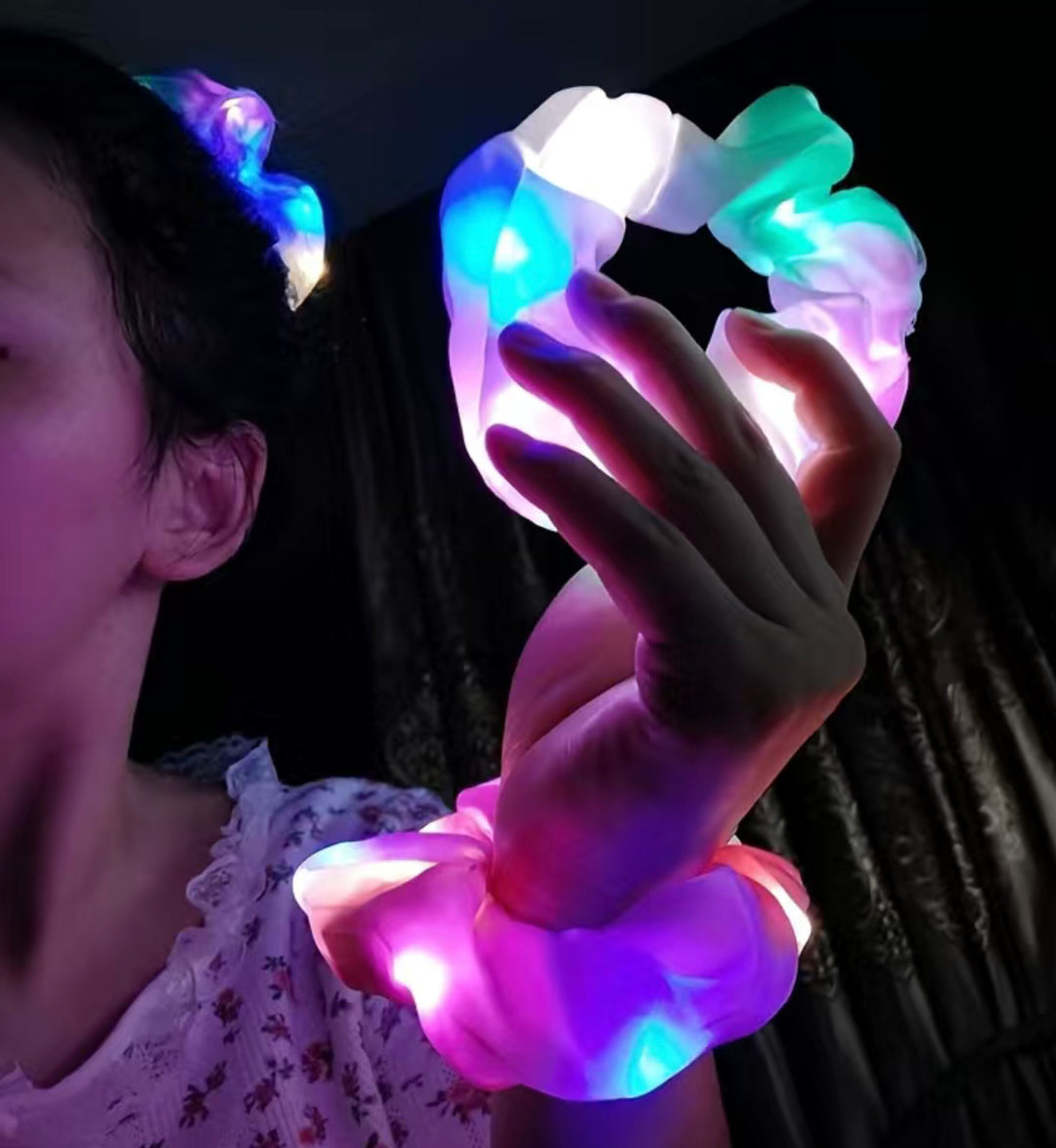White LED Multi-Color Light Up Scrunchie