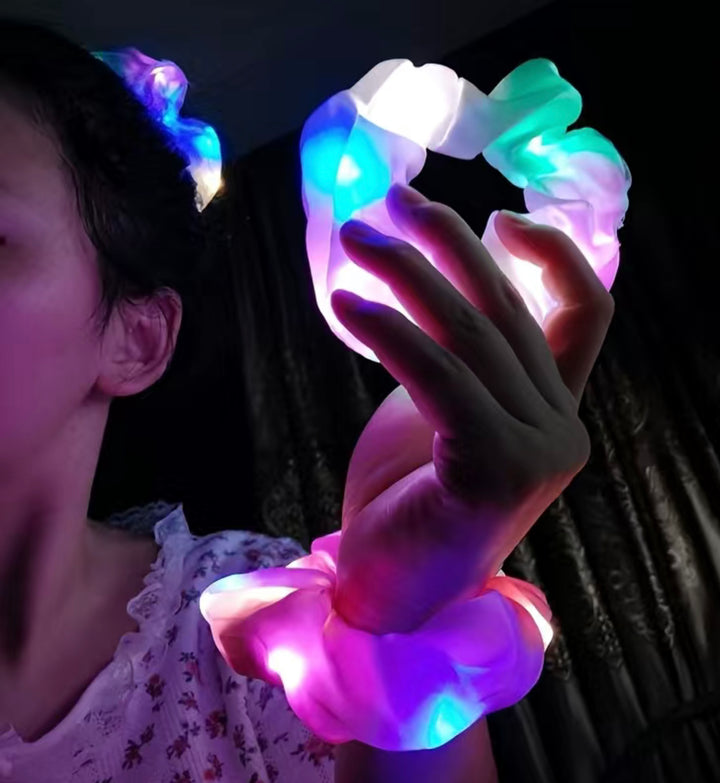 White LED Multi-Color Light Up Scrunchie