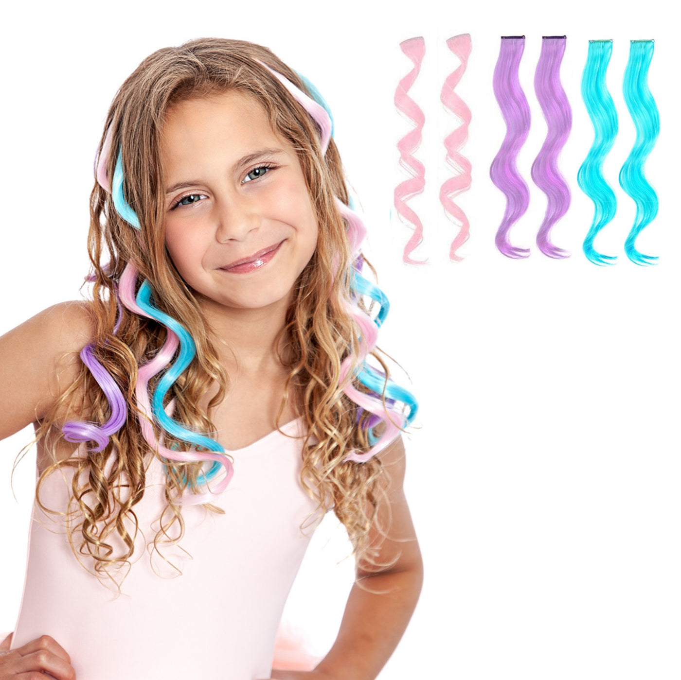 Unicorn Swirl Curls 6 Pack Clip-in Hair Extensions – Magic Manes Hair ...