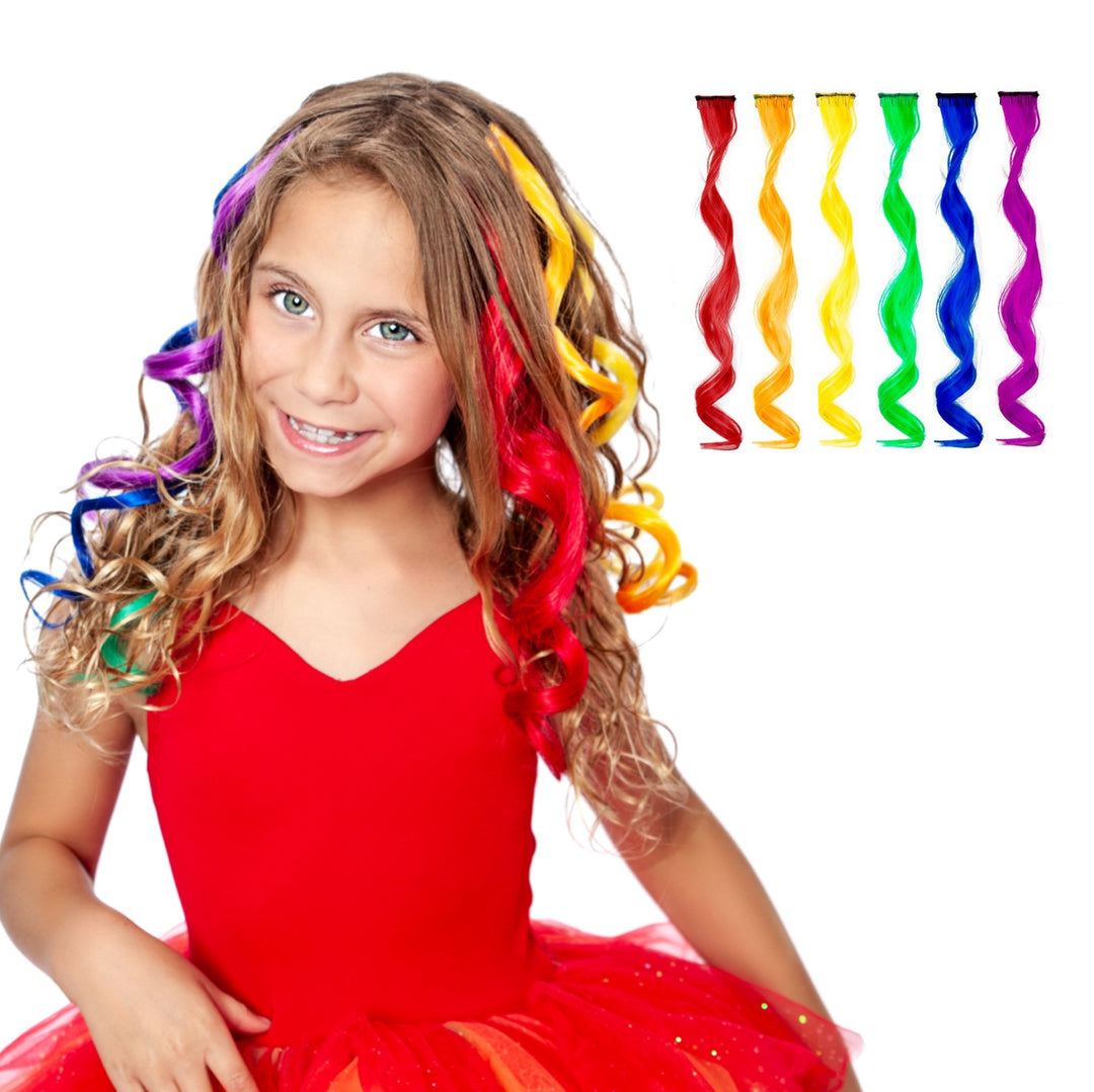Rainbow Curls 6 Pack Clip-in Hair Extensions