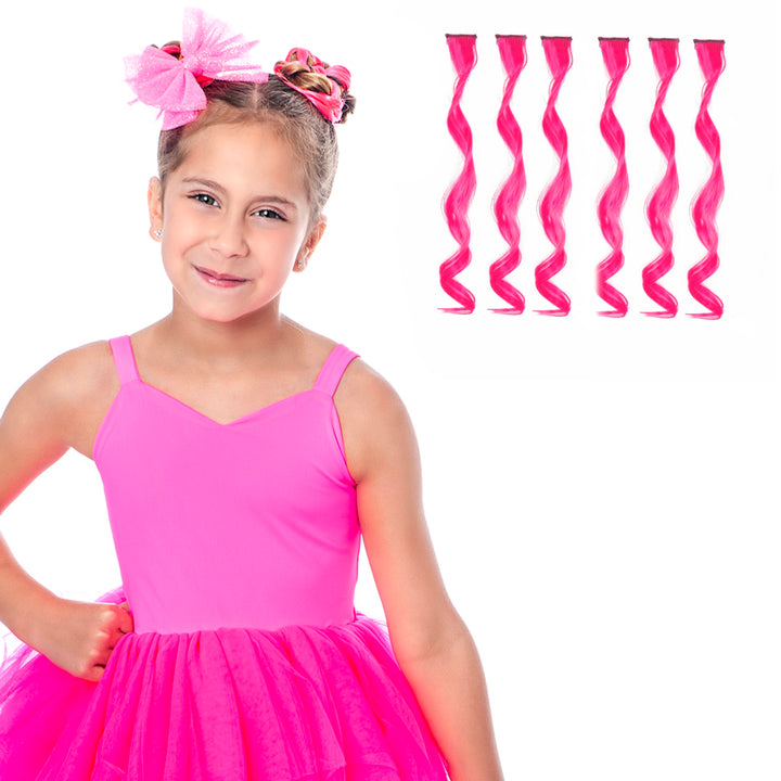 Neon Pink Curls 6 Pack Clip-in Hair Extensions