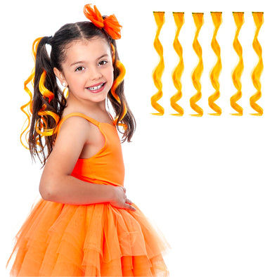 Neon Orange Curls 6 Pack Clip-in Hair Extensions
