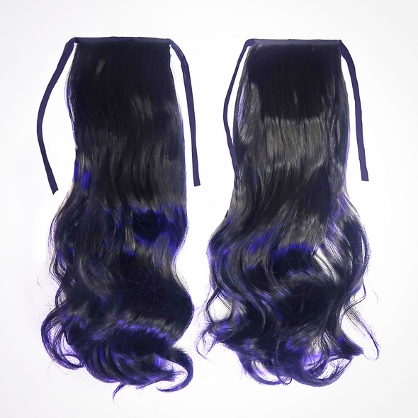 Pair of black curly ponytail extensions