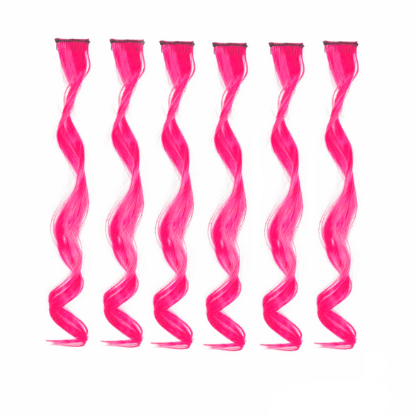 Neon Pink Curls 6 Pack Clip-in Hair Extensions