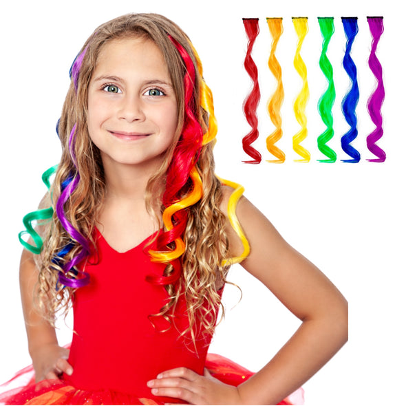 Rainbow Curls 6 Pack Clip-in Hair Extensions