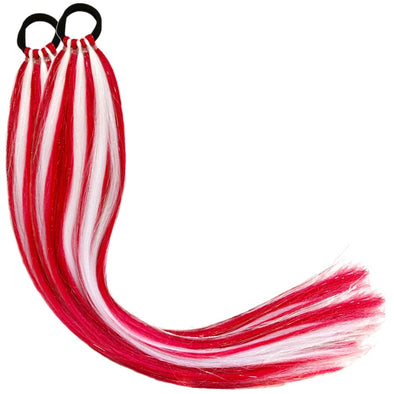 Red and white candy cane peppermint ponytail extensions