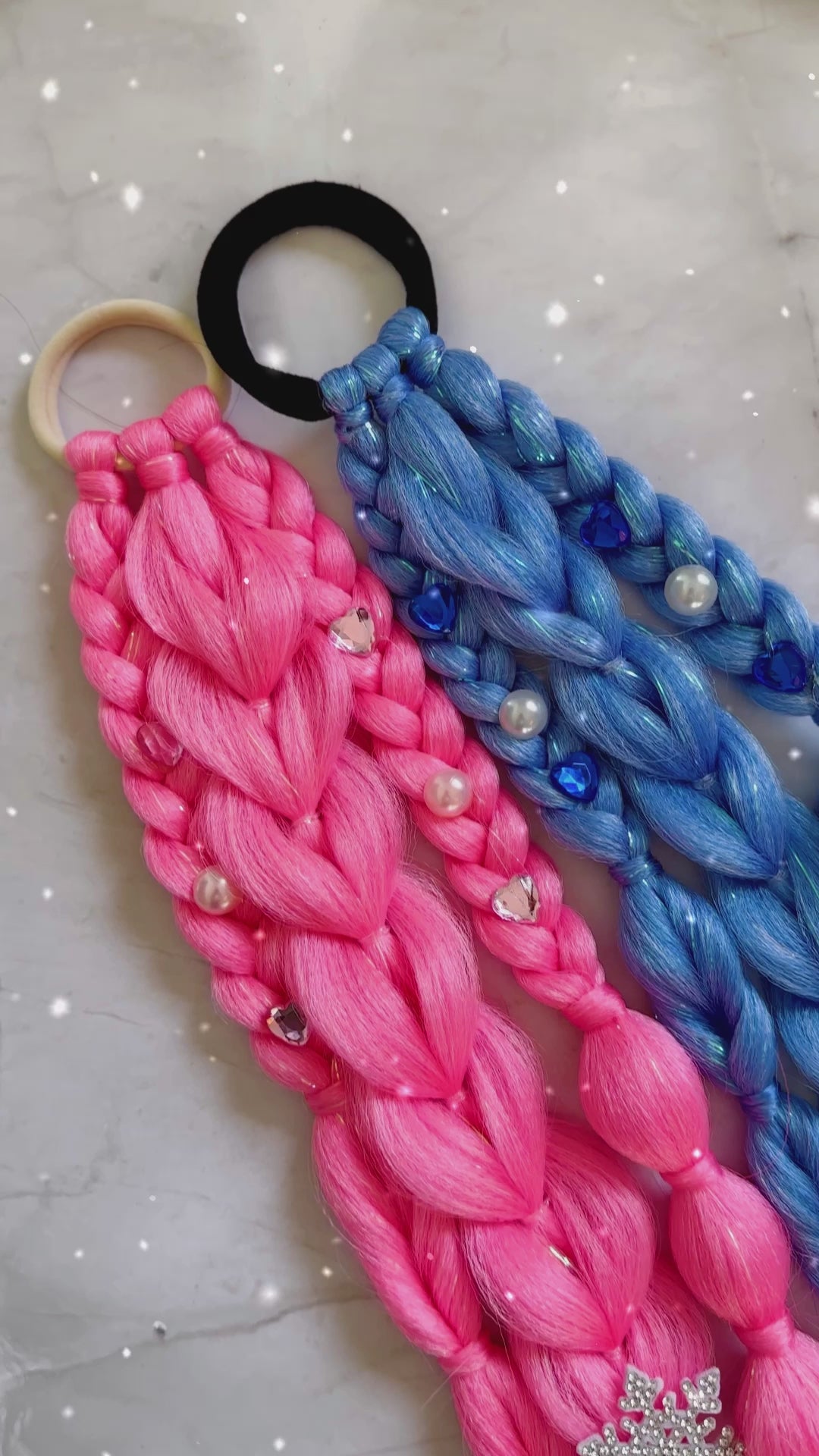 Blue Snowflake Gemmed Braided Ponytail