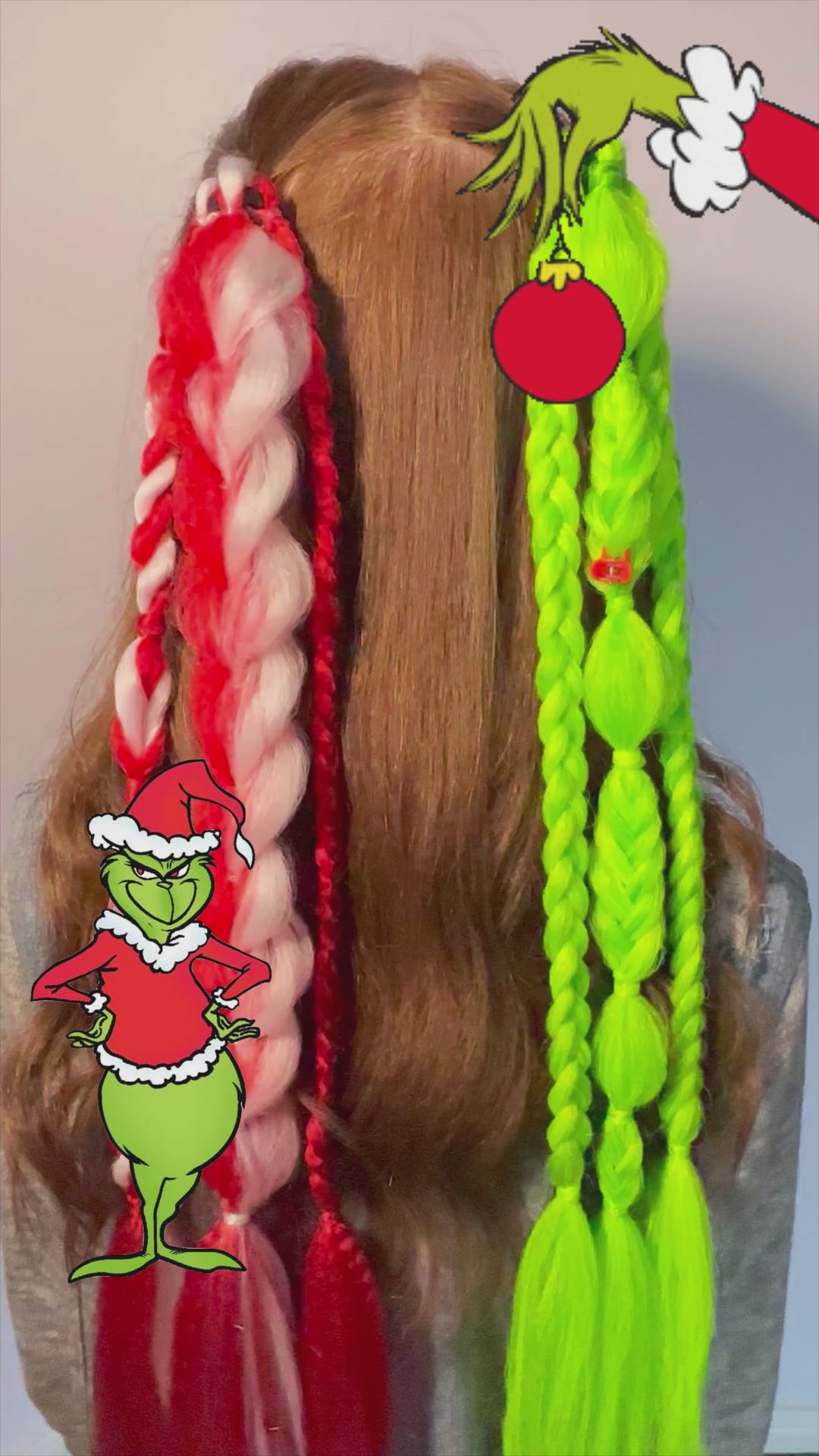 Grinch and Santa Braided Ponytail Set