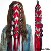 Red white and black team colors braided ponytails