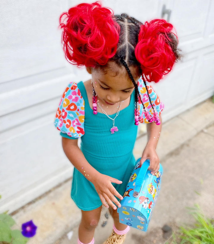Red hair puffs