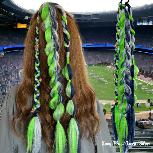 Seahawks Team Colors Braid in navy blue, green and silver